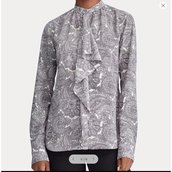 Lauren Ralph Lauren Romantic Cottagecore Ruffle Front Blouse Paisley XXL Career - Picture 13 of 13